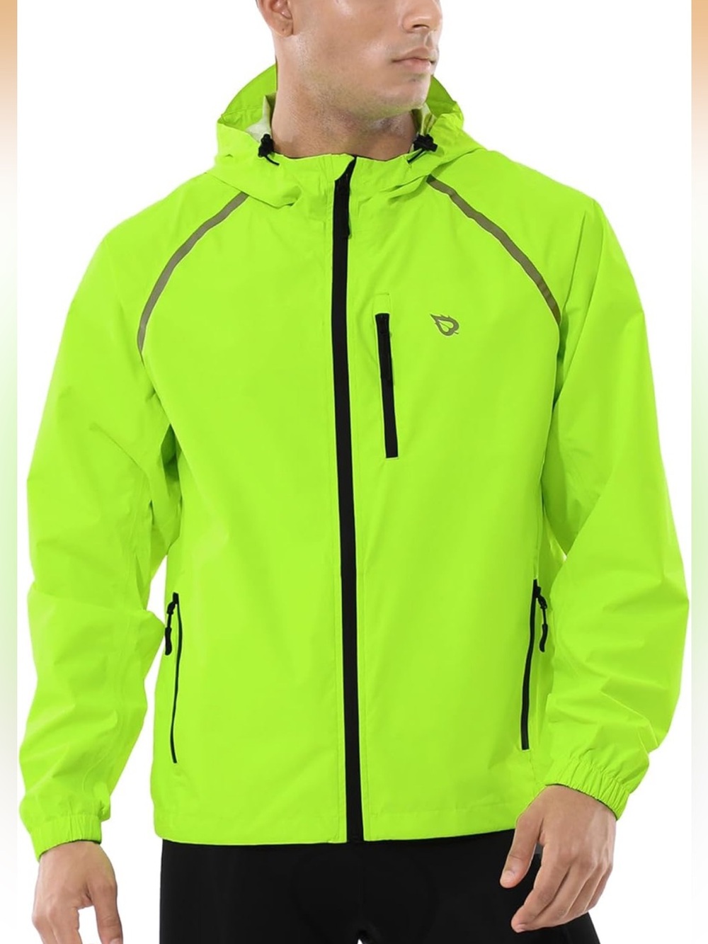 NWT Baleaf Lightweight Cycling Hiking Rain Jacket Reflective Yellow Packable L